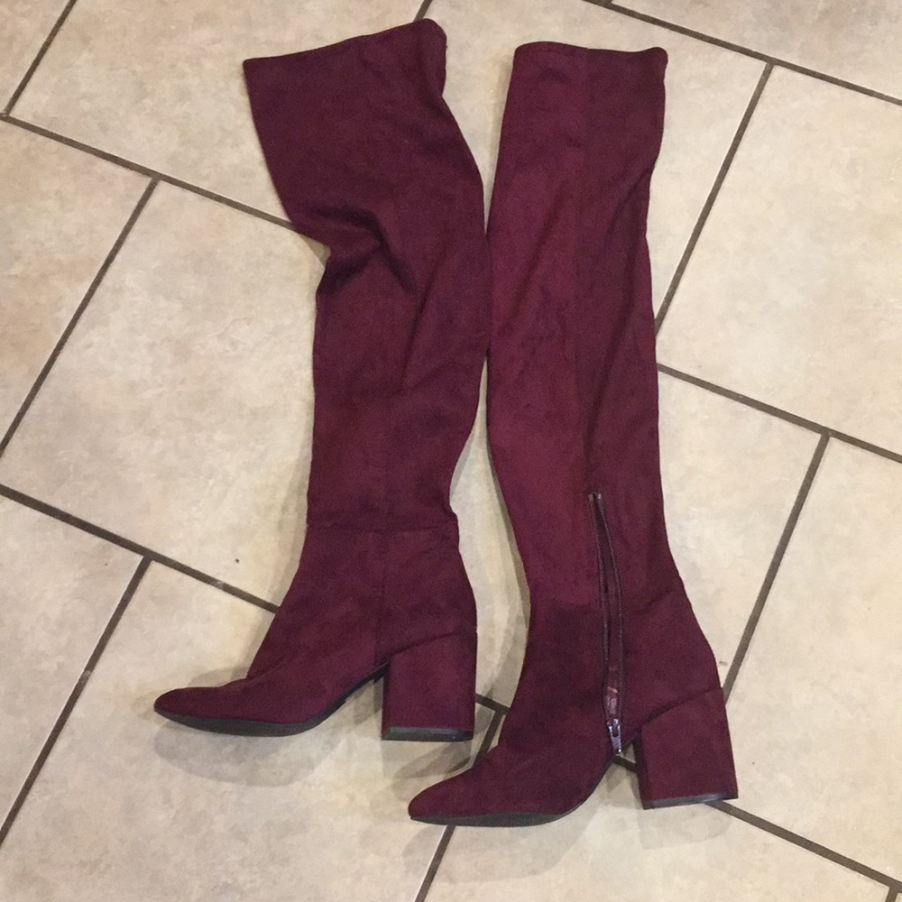 Aldo maroon thigh high boots